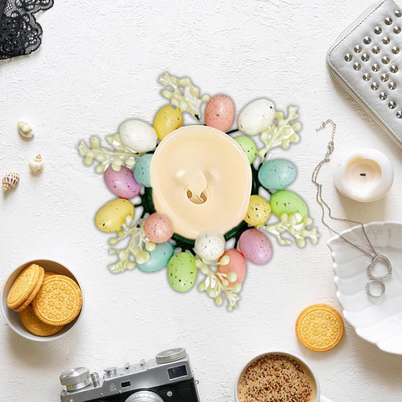 Ring Light Desk Small - イースターキャンドルリングリース イースターキャンドルリースリング 卵付き装飾デスク イースター花装飾 キャンドル用 卓上装飾品