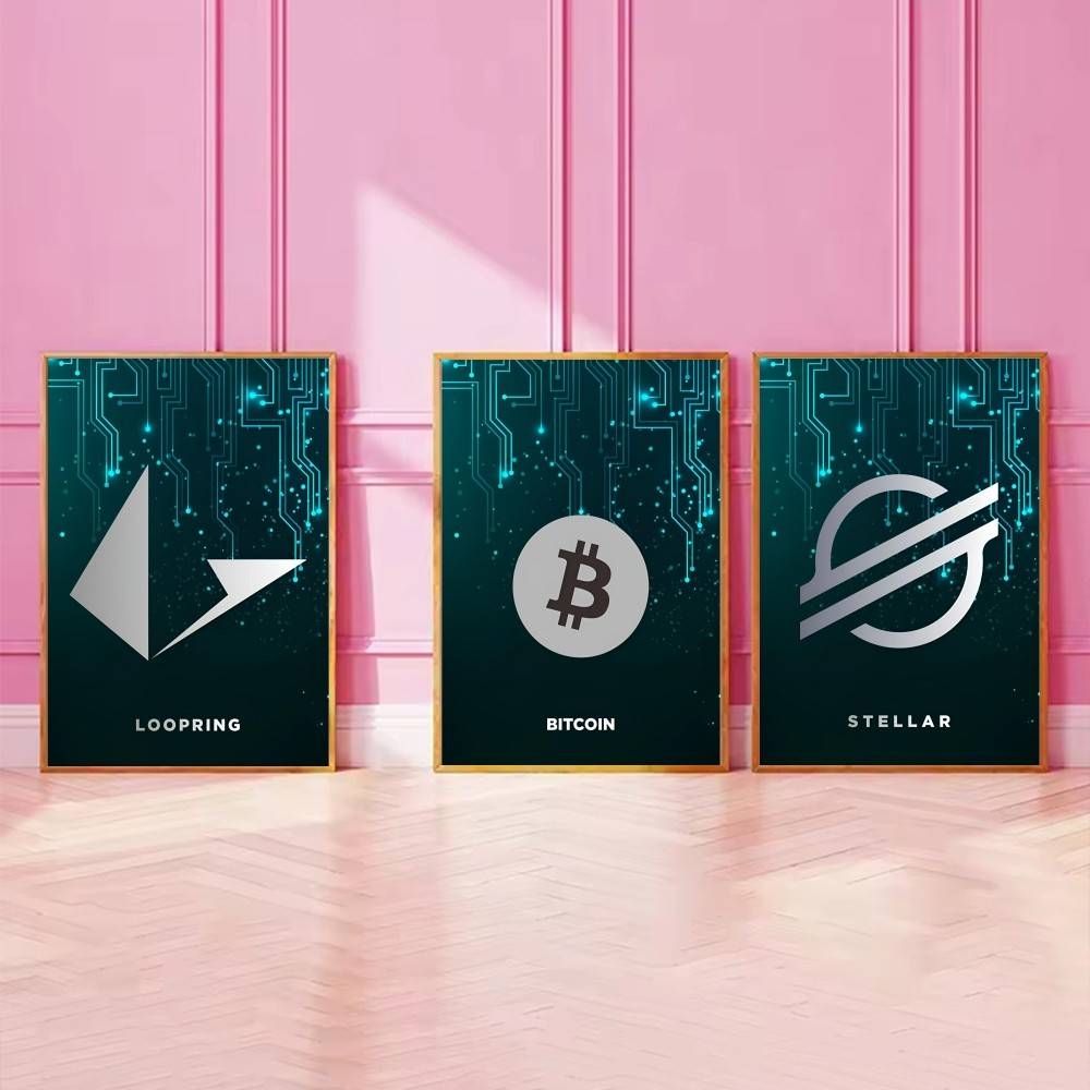 テックサーキット暗号通貨シンボルポスターデジタルコインロゴ幾 - Tech Office Wall Art のレビューと価格