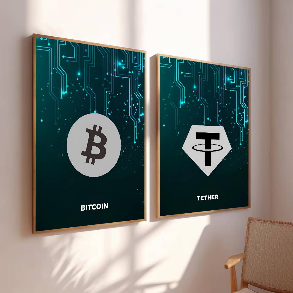 テックサーキット暗号通貨シンボルポスターデジタルコインロゴ幾 - Tech Office Wall Art のレビューと価格