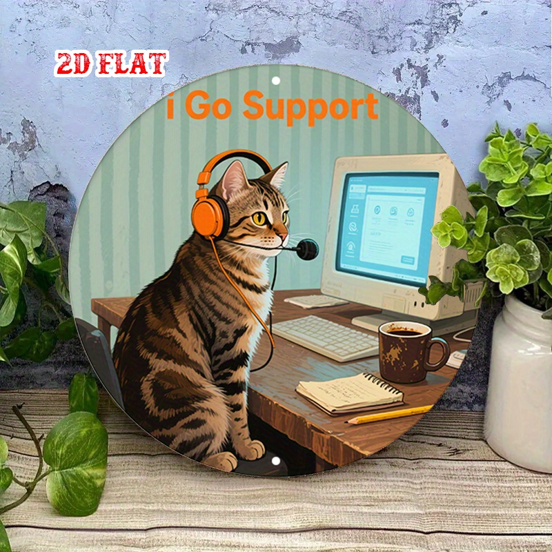 CIFBUY 2D フラットファニー テックサポートキャット - Tech Office Wall Art のレビューと価格