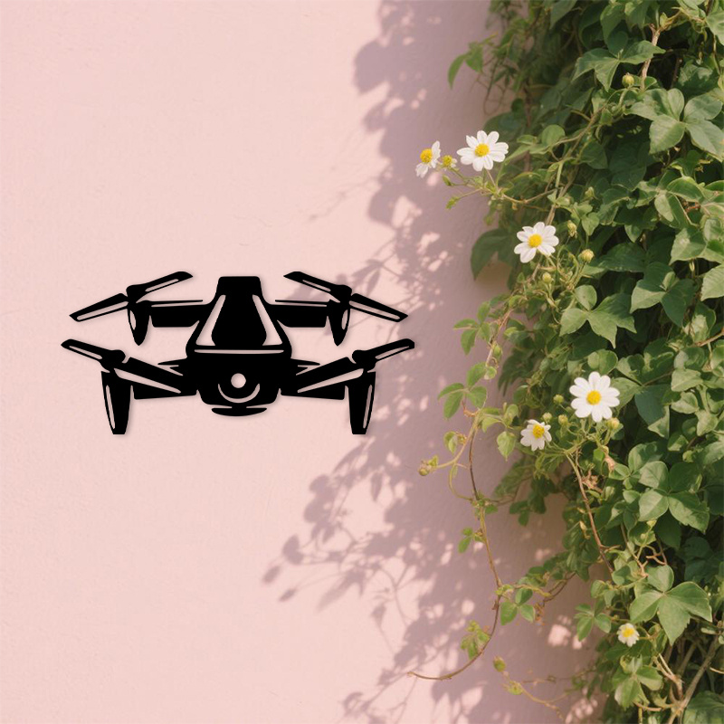 2Dフラットドローンシルエットメタルウォールアート、ブラック - Tech Office Wall Art のレビューと価格