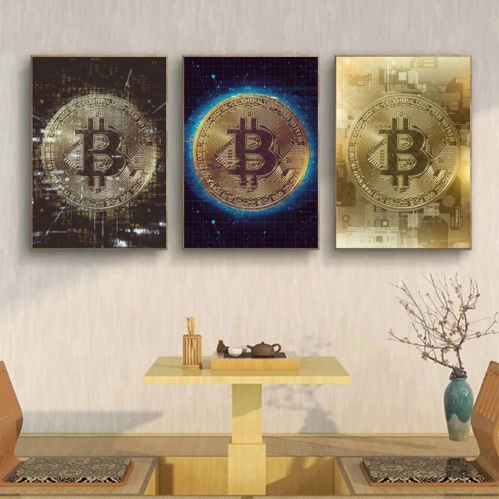 サイバーテック回路金貨ポスター抽象デジタル通貨シンボル壁飾り - Tech Office Wall Art のレビューと価格
