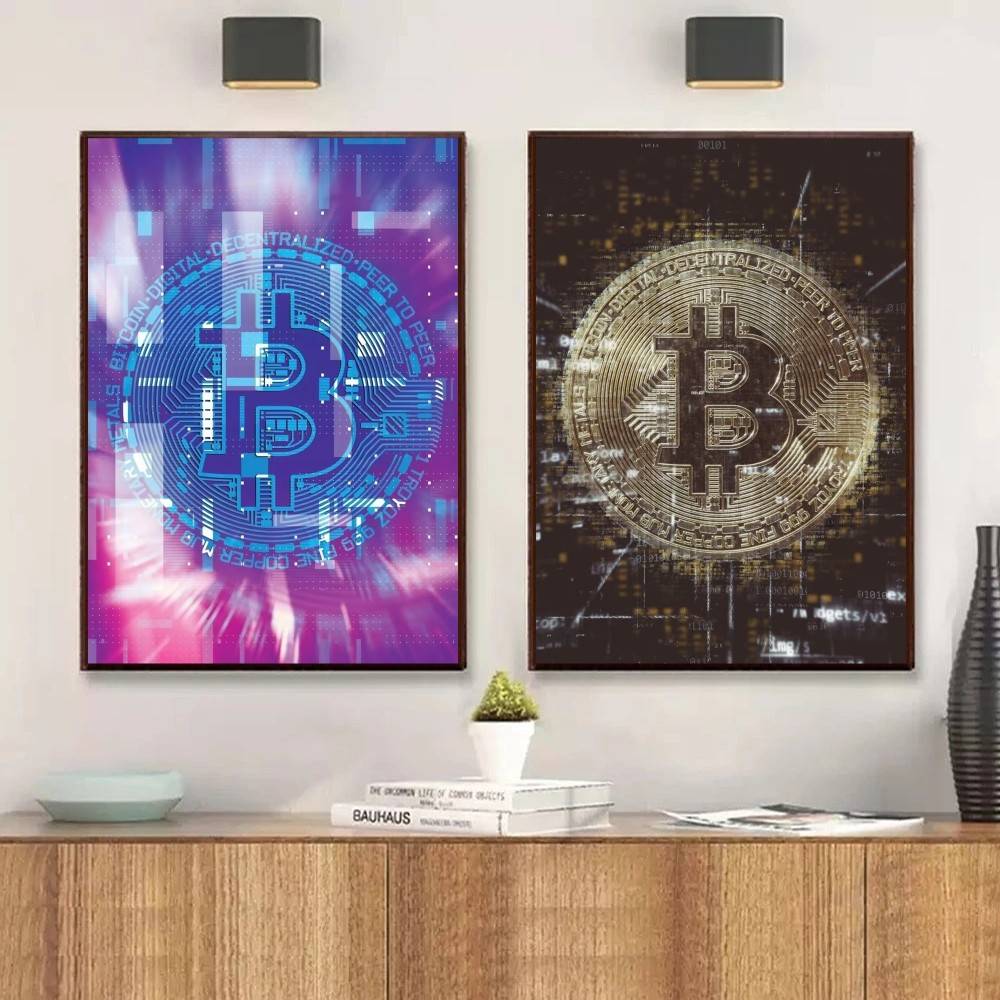 サイバーテック回路金貨ポスター抽象デジタル通貨シンボル壁飾り - Tech Office Wall Art のレビューと価格