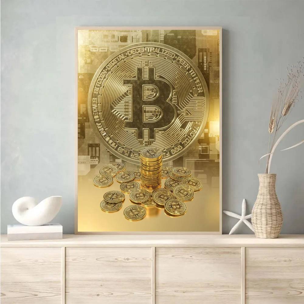 サイバーテック回路金貨ポスター抽象デジタル通貨シンボル壁飾り - Tech Office Wall Art のレビューと価格