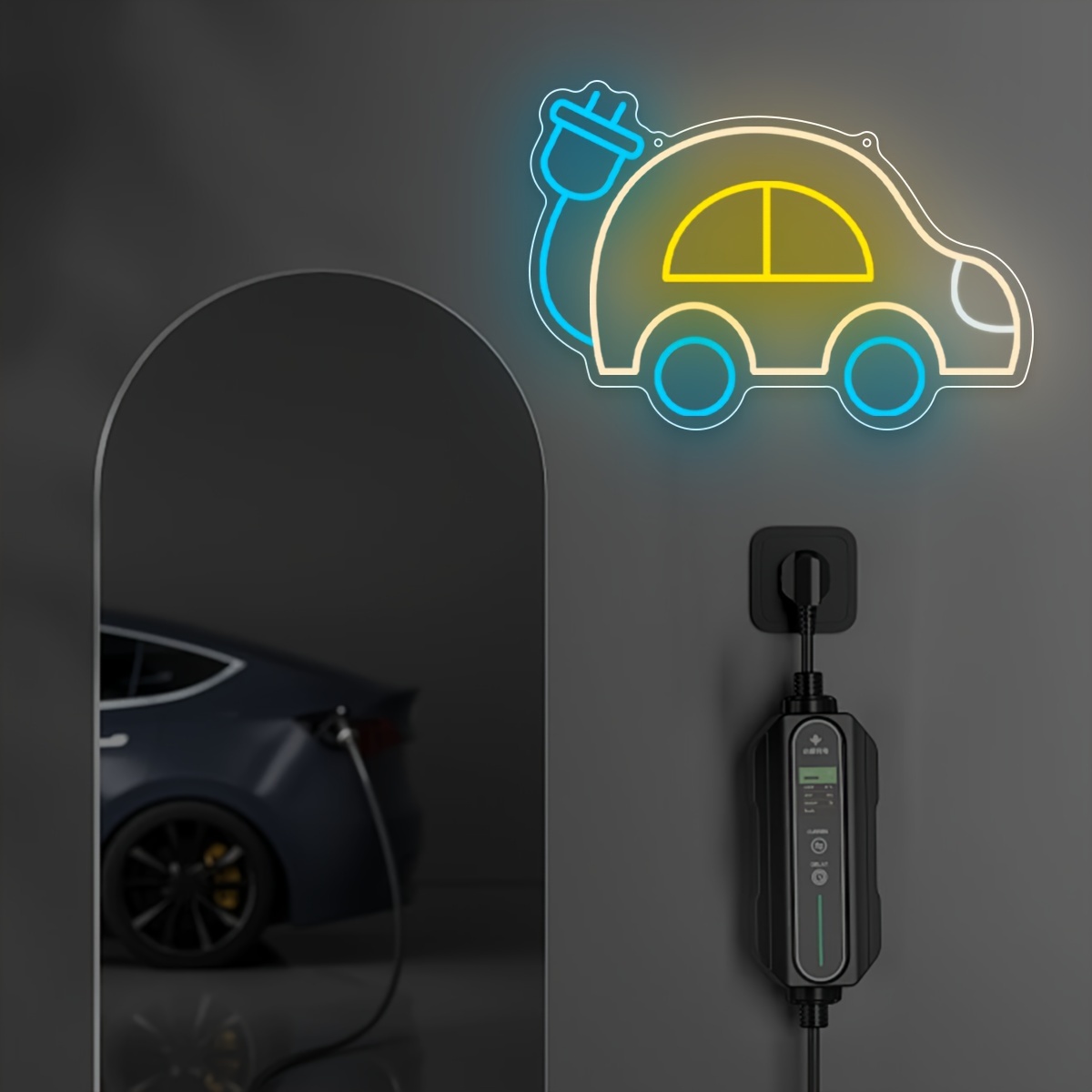電気自動車充電EVテーマLEDネオンライトサイン調光可能US - Tech Office Wall Art のレビューと価格